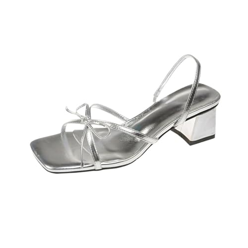 Sandales à talons gros avec bowknot pour femmes pour l'été