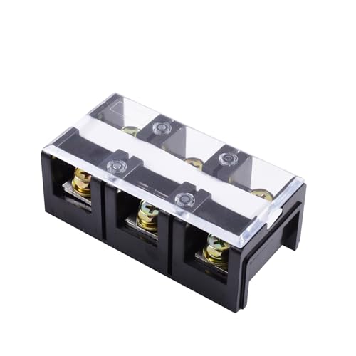 Skweawert 3 Positions Dual Rows 600V 60A Screw Terminal Junction Block, Cable Wire Barrier Block Terminal Strip with Cover Used for Electrical Project, TC-603