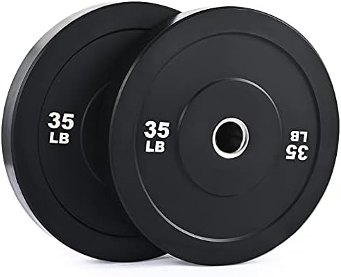 ZELUS Weight Plate Set, Twin 2" Bumper Plates for Strength and Training Fitness, Olympic Weight Set with Rubber Barbell Dumbbell Plates Stainless Steel Inserts for Pro or Home Gyms, Set of 2 (35 LB)