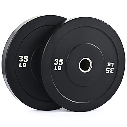 ZELUS 35lb Weight Plate Set | Twin 2" Bumper Plates for Strength and Training Fitness | Olympic Weight Set with Rubber Barbell Dumbbell Plates Stainless Steel Inserts for Pro or Home Gyms, Set of 2