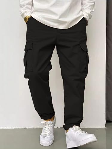 Image of Leriya Fashion Men's Cargo Pants | 4 Pocket Cotton Cargo Joggers for Men | Loose Fit Stylish Pant with Pockets | Casual Baggy Trousers & Streetwear Lower