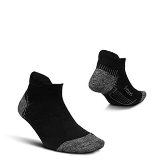 Feetures Plantar Fasciitis Cushion No Show Tab Sock (Medium Black)