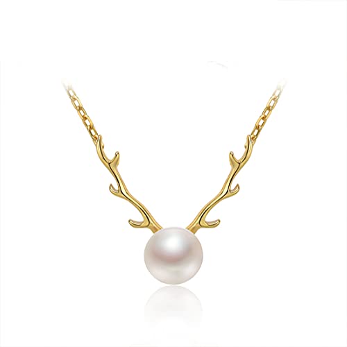 Colliers de perles d'eau douce cadeau romantique pendentif cerf
