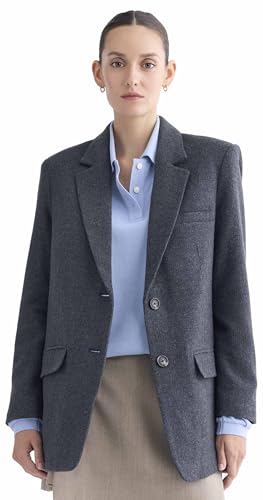 Everlane - The Oversized Blazer in Wool - Navy Herringbone 4