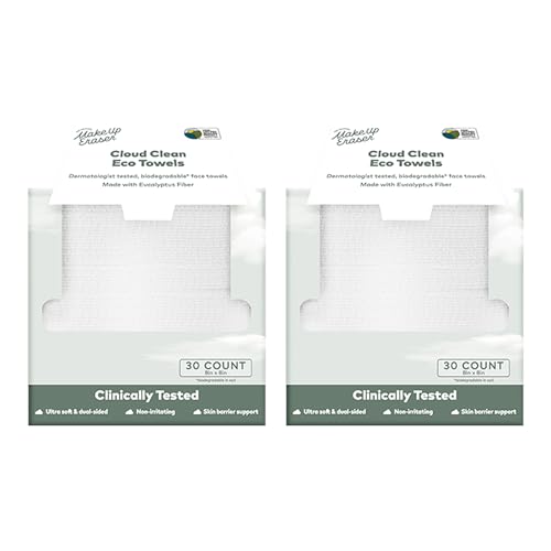 Image of The Original MakeUp Eraser Cloud Clean Eco Towels - Ultra-Soft, Disposable Face Towelette - 100% USDA Biobased - Helps Reduce Dryness & Redness - 30 Ct, 2 Pack (60 Total)