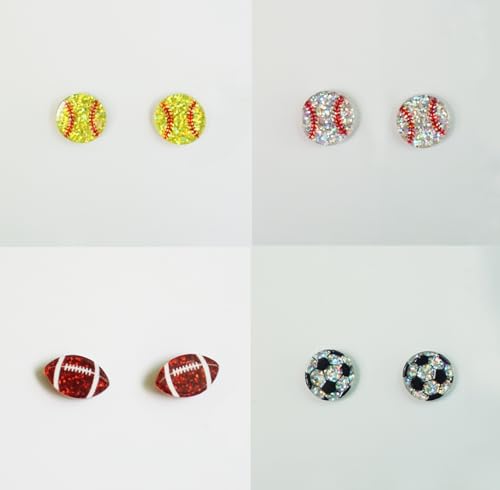 Stackable Sport Acrylic Stud Earrings Set for Sport Lover Volleyball Baseball Basketball Football Rugby Glitter Jewelry for Women Birthday Mother's Day Valentine's Day Friendship Gifts4