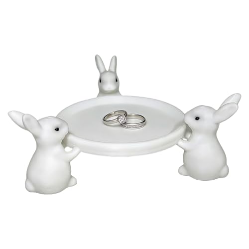 Naqqios Soporte Para Tartas De Conejo De Pascua, Soporte De Joyería De Conejos De Cerámica, De Baratija De Conejo, Decorativo Para Servir, Accesorio De Centro De Mesa Festivo, Exhibición De Mesa