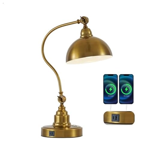 Fetason Vintage Gold Desk Lamp Decorative Table Lamp for Home Office Living Room Bedroom Desk Light, Rustic Industrial Farmhouse Antique Library Study Desk Lamp E26 LED Bulb Included