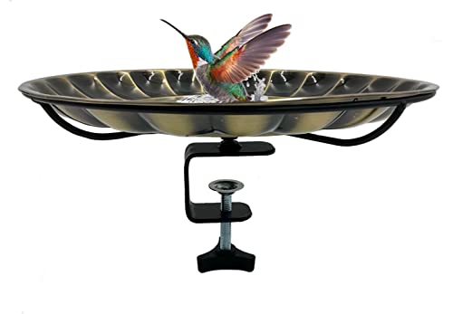 Outdoorcrown Deck Mounted Copper Bird Bath, Bird Baths For Outdoors With Clamp, Balcony Bird Feeder Birdbath, Deck Bird Feeder, Metal Bird Bath, Railing Bird Feeder,Ancient Greek Themed Bird Bath Bowl #TOP4