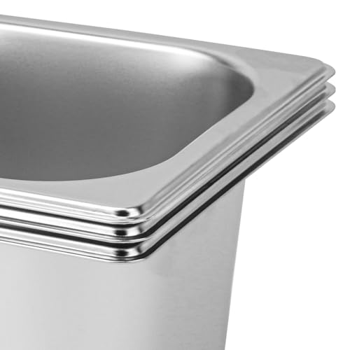 Image of 6 Pack 1 /6 by 4-Inch Steam Table Pan, | 201 Stainless Steel Anti-Jamming Steam Pan for Catering, Buffet, Restaurant, Cake Shop, Kitchen