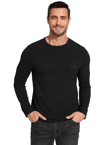 GYS Bamboo Viscose Men's Long Sleeve Shirts Casual Crew Neck Pajama Tops2