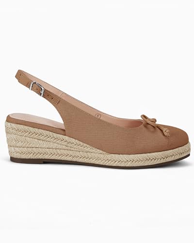Image of Womens Closed Toe Espadrilles Wedges Shoes Platform Slingback Mid Low Heel Canvas Bow Dress Sandals