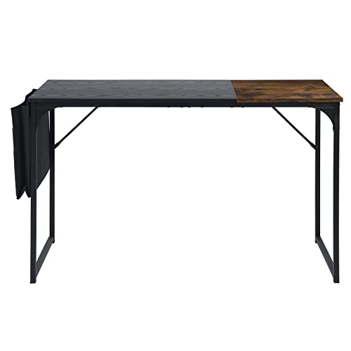 Homy Casa Inc 40 Inch Study Storage Bag Space Saving For Home Office, Modern Simple Style Pc Metal Frame Computer Desk, Writing Table, Black, Brown #TOP13