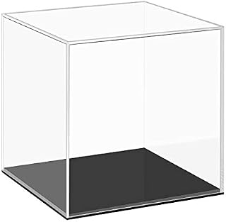 Cliselda Acrylic Display Case with Black Base, Display Stand Box,Cube Organizer Stand Riser Dustproof Protection Showcase for Action Figures Toys Collectibles Jewelry (6x6x6 Inch, 15x15x15 cm)