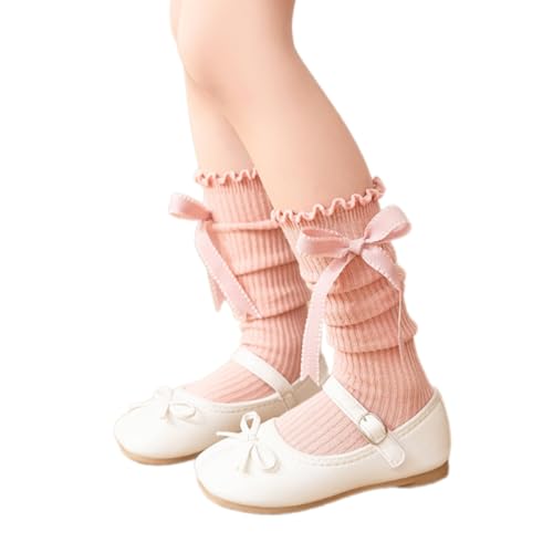 Bowknot Calf Socks for Girls 3-12 Year High Boot Socks Leg Covers Stockings Breathable Loose Socks Leg Warmer Stockings