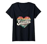 Photo Gallery donna maglietta seattle skyline heart - grafica retrò city love maglietta con collo a v Photo Gallery donna maglietta seattle skyline heart - grafica retrò city love maglietta con collo a v
