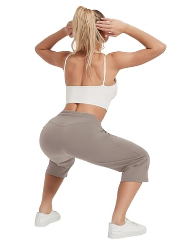 Image of SPECIALMAGIC Women Capri Pants Cotton Yoga Wide Leg Pajama Pants Capris Sweatpants Sports