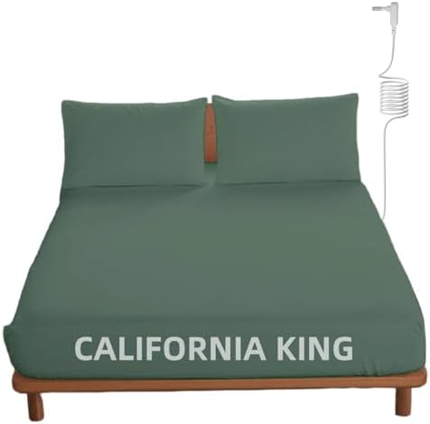 OKOHEY Grounding Fitted Sheets with 15ft Earthing Cord, California King Size, 90% Organic Cotton + 10% Silver Fiber, Soft & Breathable Grounded Sheet for Better Sleep and Enhanced Wellness, Green