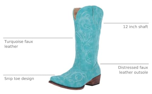 Image of ROPER Womens Riley Embroidered Snip Toe Casual Boots Mid Calf Low Heel 1-2 inch