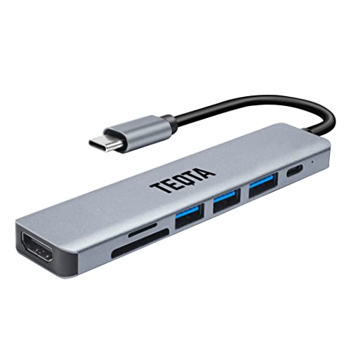 Image of USB C Docking Station 7 in 1 Portable Type C USB HUB with 4K HDMI Port, 100 Watt PD, 3.0 High Speed Data Transfer 3xUSB Ports, Micro SD /TF Card Reader for MacBook Pro M2, M1 and More (Grey)