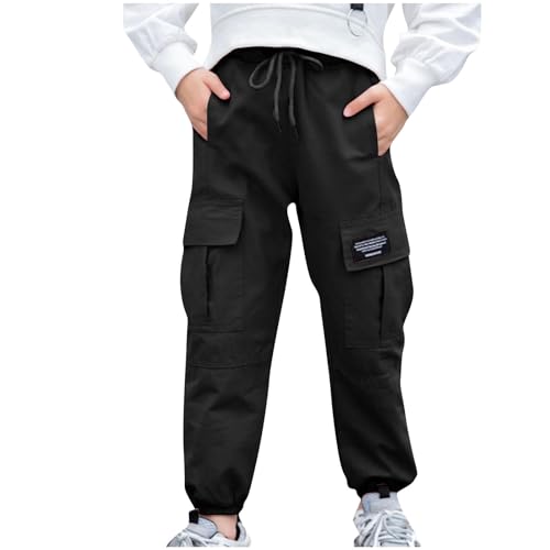 Boys Cargo Pants Casual Drawstring Elastic Waist Trouser with Multi Pockets Trendy Lounge School Pants for Boys 8-14Y