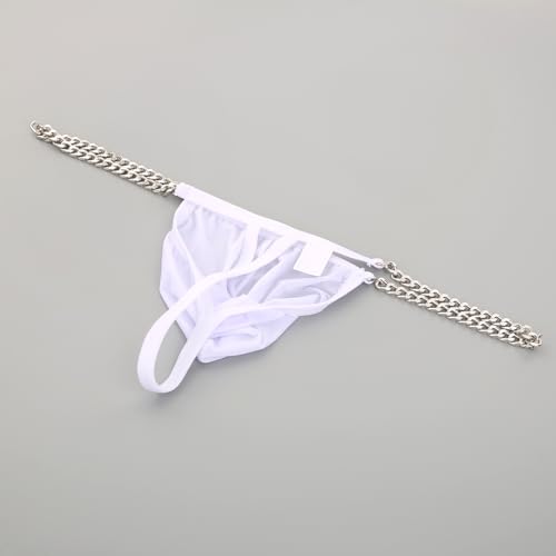 Men Sexy Thong Metal Chains Hollow Out G-Strings Comfortable Ice Silk Bikini Underwear3