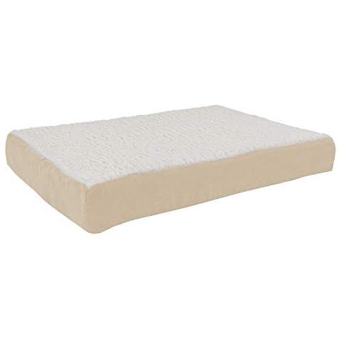 PETMAKER Orthopedic Dog Bed - 2-Layer Memory Foam Crate Mat with Machine Washable Sherpa Cover - 30x20.5 Pet Bed for Medium Dogs Up to 45lbs (Tan) Cover