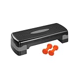 zoomyo Peak Power Aerobic Steppbrett, nutzbar in 2 Höhen,Multifunktions Trainingsgerät ideal als Stepper zuhause für Onlinekurse,2 Hanteln aus Vinyl mit je 750 Gramm inklusive.
