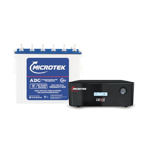 Image of Microtek Inverter with Battery Combo for Home, Office & Shops | UPS Luxe 1400 12V Pure Sine Wave 1100VA + M1502424TT 150Ah Inverter Battery | Warranty: 3Years(Inverter)&4Years(Battery)