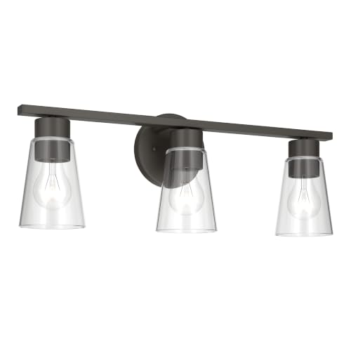 Image of Kichler Stamos 22.25 inch 3-Light Soft Modern Vanity Light with Clear Glass in Olde Bronze, (8.25 inch H x 22.25 inch W), 55121OZCLR