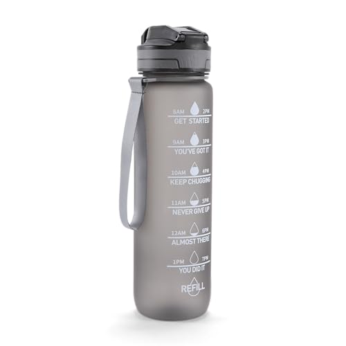 FOLELLO 1L Tritan Water Bottle with Motivational Time Marker | Le...