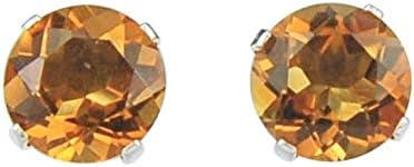 Madeira Citrine Gemstone 6mm Stud Earrings Sterling Silver
