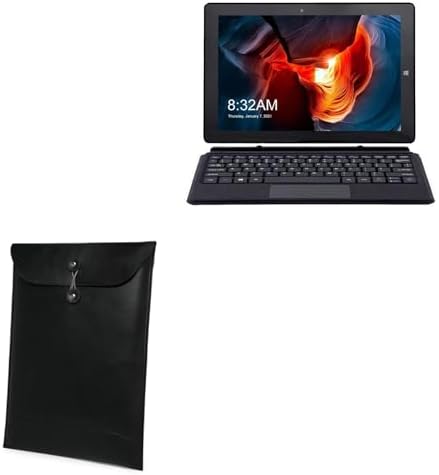 BoxWave Case Compatible with AWOW AiBook 2 in 1 Laptop Touchscreen (10.1 in) - Nero Leather Envelope, Leather Wallet Style Flip Cover image 2