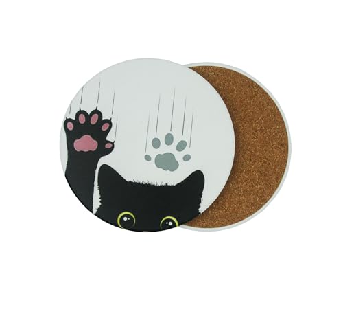 Everyday Better Life Black Cat Ceramic Coaster Set of 6