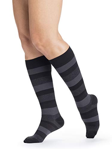 Image of Sigvaris Women's Style Microfiber Patterns 830 Closed Toe Calf-High Socks 20-30mmHg