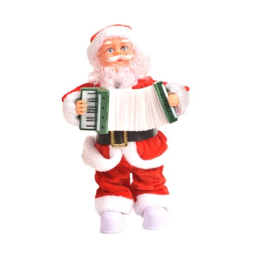 Père Noël rouge musical pour ambiance de fête et joie des enfants au salon