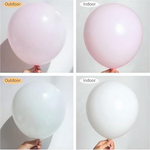 Image of Happy Birthday Balloons Decoration Kit - 46 Pieces Pink and White Balloons | Happy Birthday Party Arch Garland Decoration Set with Gold Palm Leaves Decor Item Perfect for Parties