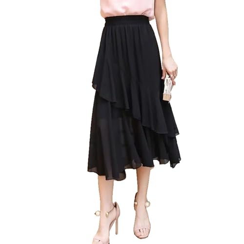 Jupe noire à volants et taille haute JYHBHMZG pour femme