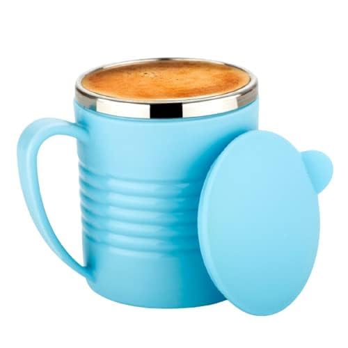 Image of Stylish Coffee Mug - Plastic Double Wall Insulated Stainless Steel Coffee & Tea Cup with lid & Handle for Office, Home & Restaurant, Ideal Tea Mug Gift for Friends, Kids & Adults(Multicolor)