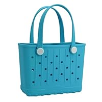 GBB Rubber Beach Tote Bag Small Beach bags Waterproof Outdoor Tote Bag, Portable Travel Handbag for Sports, Boat, Pool & Outdoor (Lake Blue)