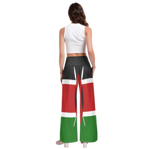 Pantalon de détente extensible imprimé drapeau Kenya pour femme