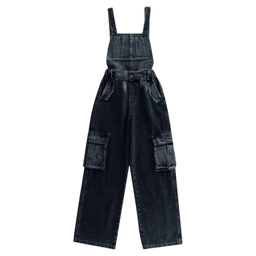 Betadog Girls Jeans Denim Elastic Wasit Wide Leg Baggy Pants Pocket Side Denim Cargo Pants Kids Summer Fall