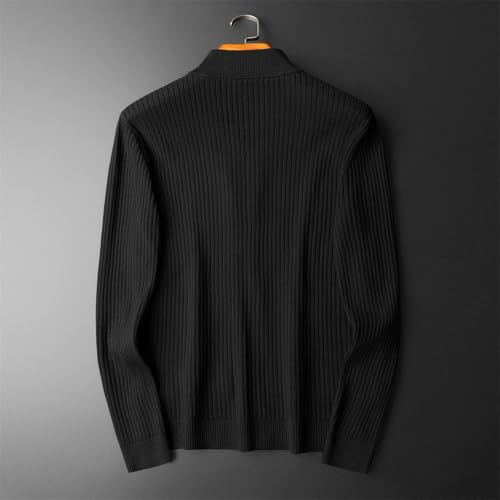 Men's Wool Winter Sweaters Long Sleeve Business Casual Stand Collar Solid Zipper Knitted Cardigan4