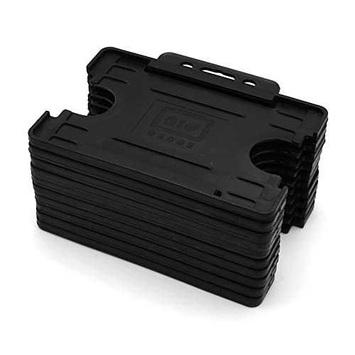 BioBadge Black ID Card Holders Open-Faced for ID Badges, Landscape - Pack of 10