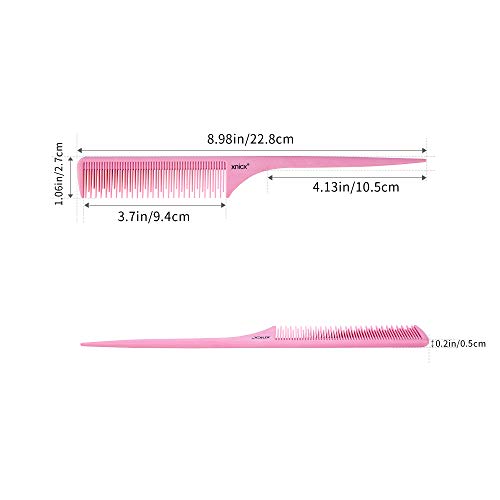 Foto von Xnicx 3 Stück Stielkamm, stielkamm friseur Pintail-Kamm, Scheitelkämme, Hair Comb Mit Stiel für Haarstyling Salon für Frauen（pink）