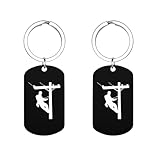 Electric Cable Lineman Stainless Steel Charms Keychain Cute Chain Keyring Purse Bag Accessories Jewelry Gift