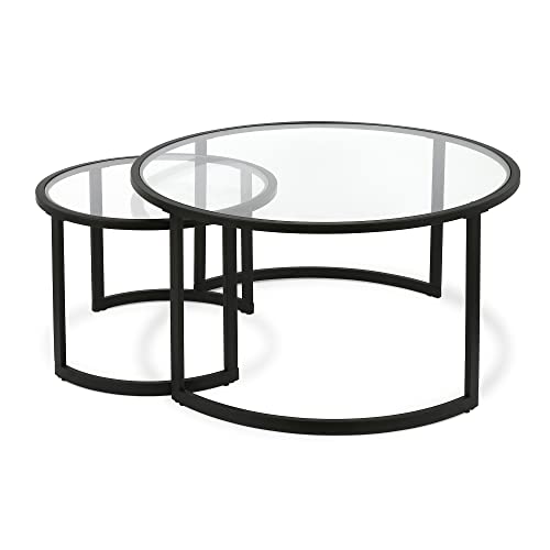 Henn&Hart CT0091 Mitera Round Nested Coffee Table In Blackened Bronze thumb #4