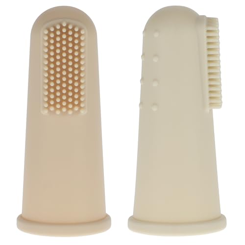 Image of Baby Finger Toothbrush with Case, Food Grade Silicone, BPA Free, 2-Pack (Sand+Shifting Sand)