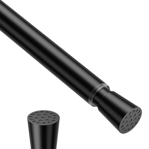 Zipglo Tringle Rideau Sans Perçage Ajustable de 58 à 100 cm, Noir Rideau Tringle Rideau Extensible Diamètre 13 mm, Adapté Aux Portes, FenêTres, Cuisines,...