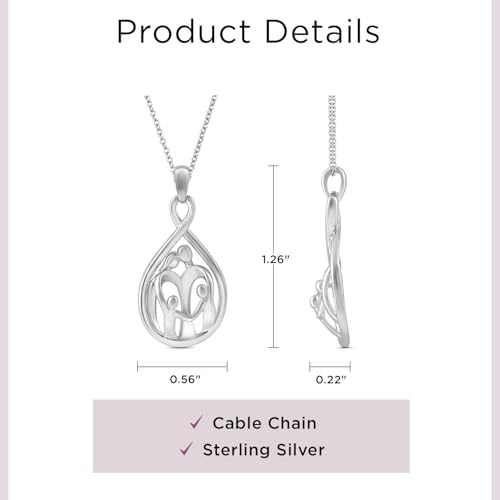Jewelili Sterling Silver or Rose or Yellow Gold over Silver Family Pendant Necklace 18 Inches Cable Chain4